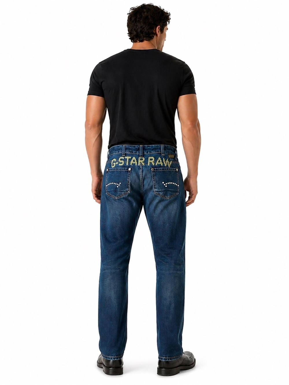 G-Star Raw Mens Jeans 38 Medium Wash Denim Straight Fit Embroidered Back 33-01SE